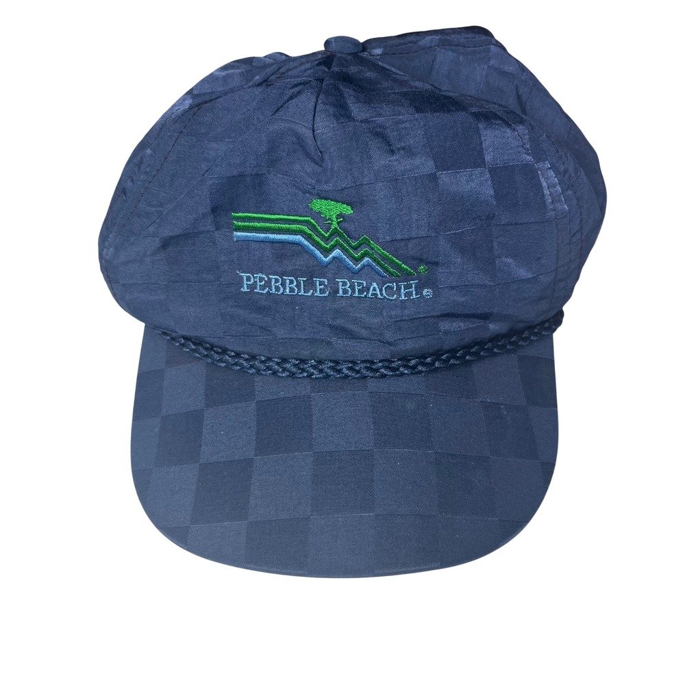 Imperial Headwear Pebble Beach Hat Mens OSFA Navy Blue Checkered Rope Strapback